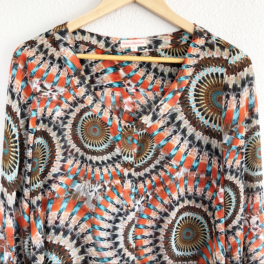 Dani Collection Colorful Patterned Top Sz Large - image 3